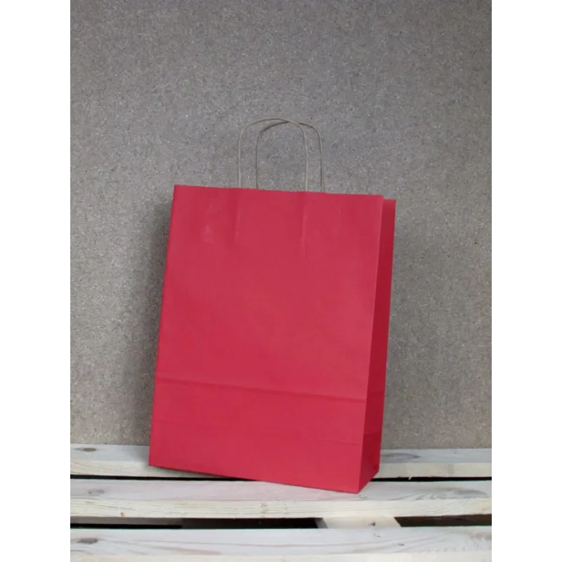 Torba papierowa kolorowa 24x32x10 cm uchwyt papierowy skręcany
