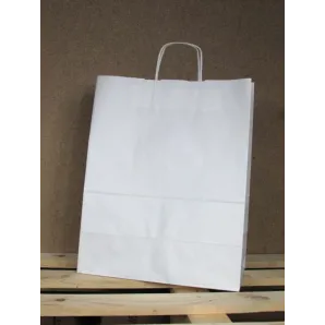 Torba papierowa biała 34x33x20 cm uchwyt papierowy skręcany