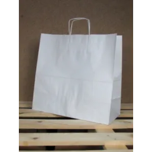 Torba papierowa biała 40x39x18 cm uchwyt papierowy skręcany