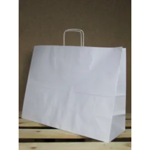Torba papierowa biała 50x39x18 cm uchwyt papierowy skręcany
