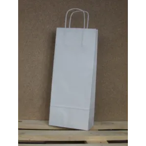 Torba papierowa biała 16x39x8 cm uchwyt papierowy skręcany
